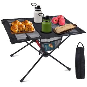 Portable Folding Camping Table Foldable Beach Table Aluminum Alloy Frame with 2 Cup Holders 2 Side Pockets Carry Bag for Picnic Camping Hiking Be