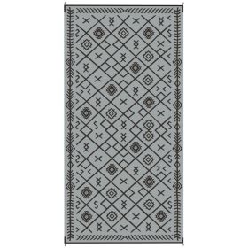 Reversible Outdoor Rug, Waterproof Plastic Straw With Carry Bag, 9 X 18, Black & Gray Rhombus (Option: Gray)