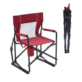 Outdoor Folding Chair, Portable Camping Lawn Chair, With Mesh Backrest, Waterproof Armrests And Sturdy Frame (Option: Red)