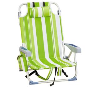 63x65x82cm Short Oxford Cloth Silver White Aluminum Tube Bearing Beach Chair Green Stripes (Option: 39308293)