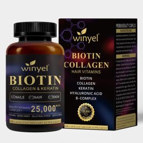 Biotin  Collagen  Hyaluronic Acid  Keratin - Support Normal Hair Growth Cycle - Skin & Nails - 25000mcg Vitamins B1, B2, B3, B6 & B7 - For Women (Option: 1 PCS)