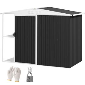 8 X 4ft Outdoor Garden Shed, Metal Shed With Air Vents And Lock For Backyard, Garden, Patio, Dark Gray (Option: Gray)