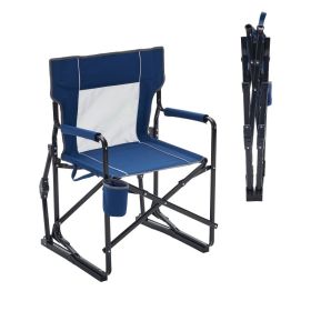 Outdoor Folding Chair, Portable Camping Lawn Chair, With Mesh Backrest, Waterproof Armrests And Sturdy Frame (Option: Blue)