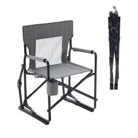 Outdoor Folding Chair, Portable Camping Lawn Chair, With Mesh Backrest, Waterproof Armrests And Sturdy Frame (Option: Grey)