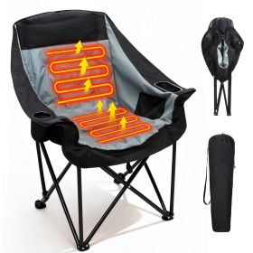 Oversized Heated Camping Chair, Patio Lounge Chairs with 3 Heat Levels (Color: Gray)